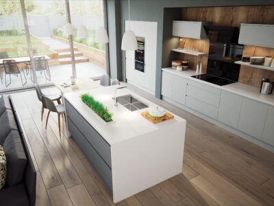 Modern, professionally installed kitchen with integrated lighting and a seamless finish, highlighting the benefits of choosing expert installation over DIY.